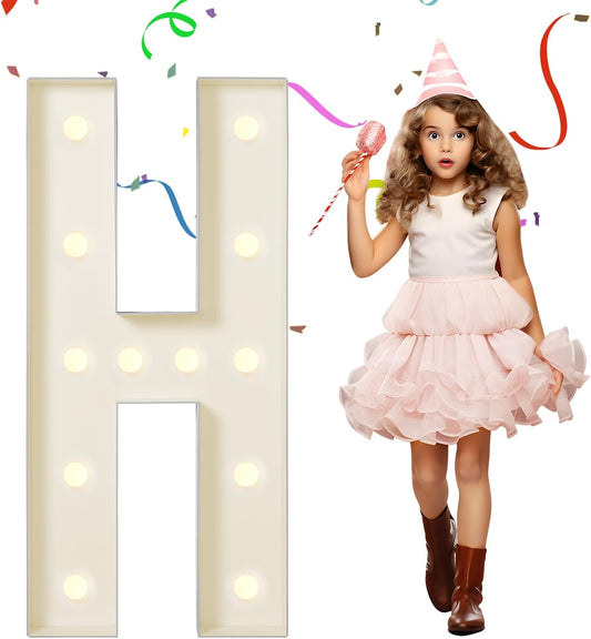eufony Marquee Letters 4 Feet Tall, 4 FT Marquee Light Up Letters, Giant Light Up Letters 4FT for Birthday Party Baby Shower Gender Reveal Graduation Decorations, Letter H with LED Lights DIY Kit