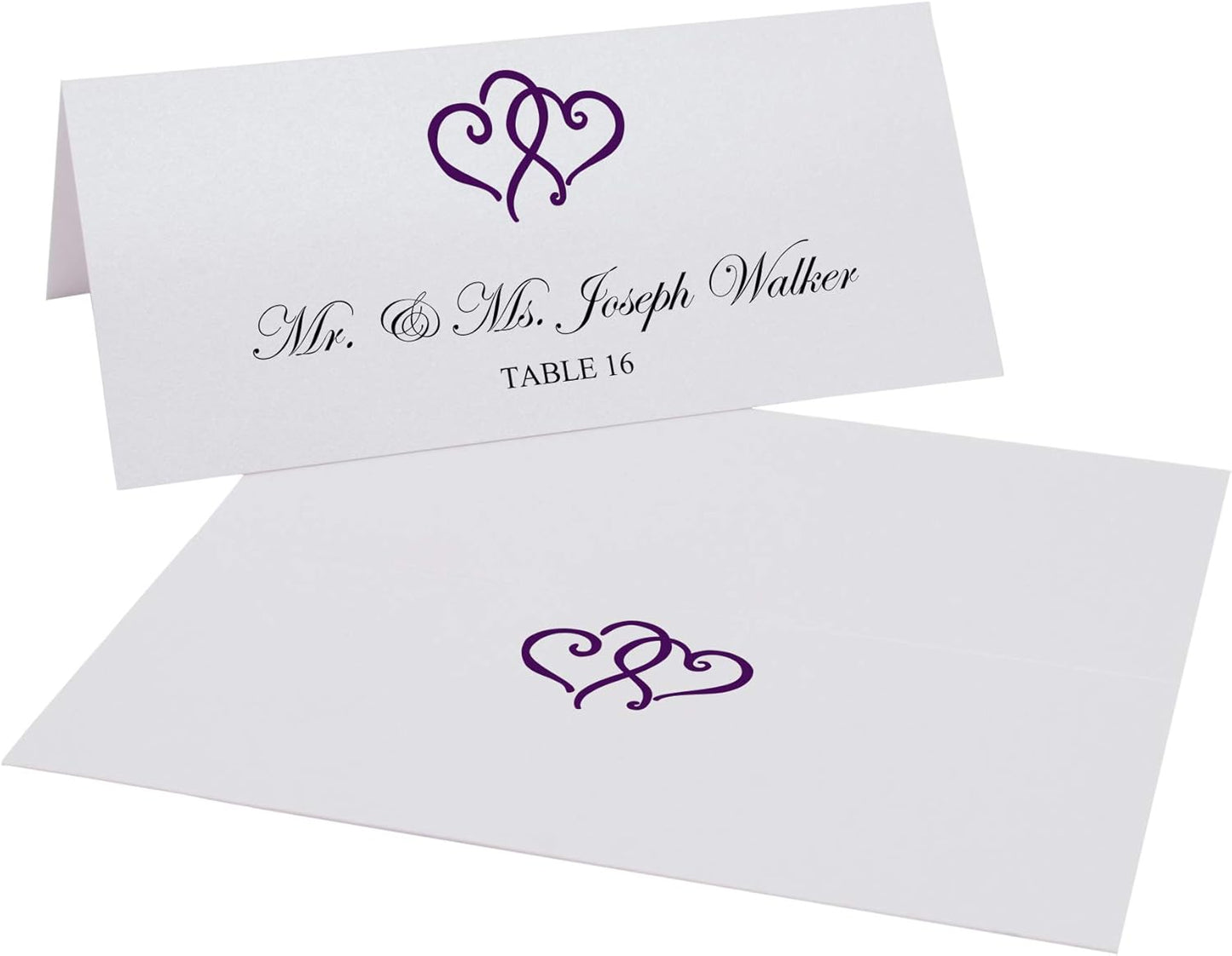 Linked Hearts Printable Place Cards, Eggplant (Choose Color), Set of 150 (25 Sheets), Laser & Inkjet Printers - Wedding, Party, Dinner, and Special Events - Made in the USA