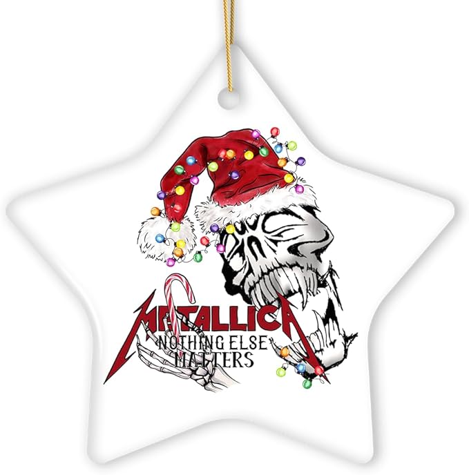 Nothing Else Matters Heavy Metal Christmas Ornament, Emo Rock Skull