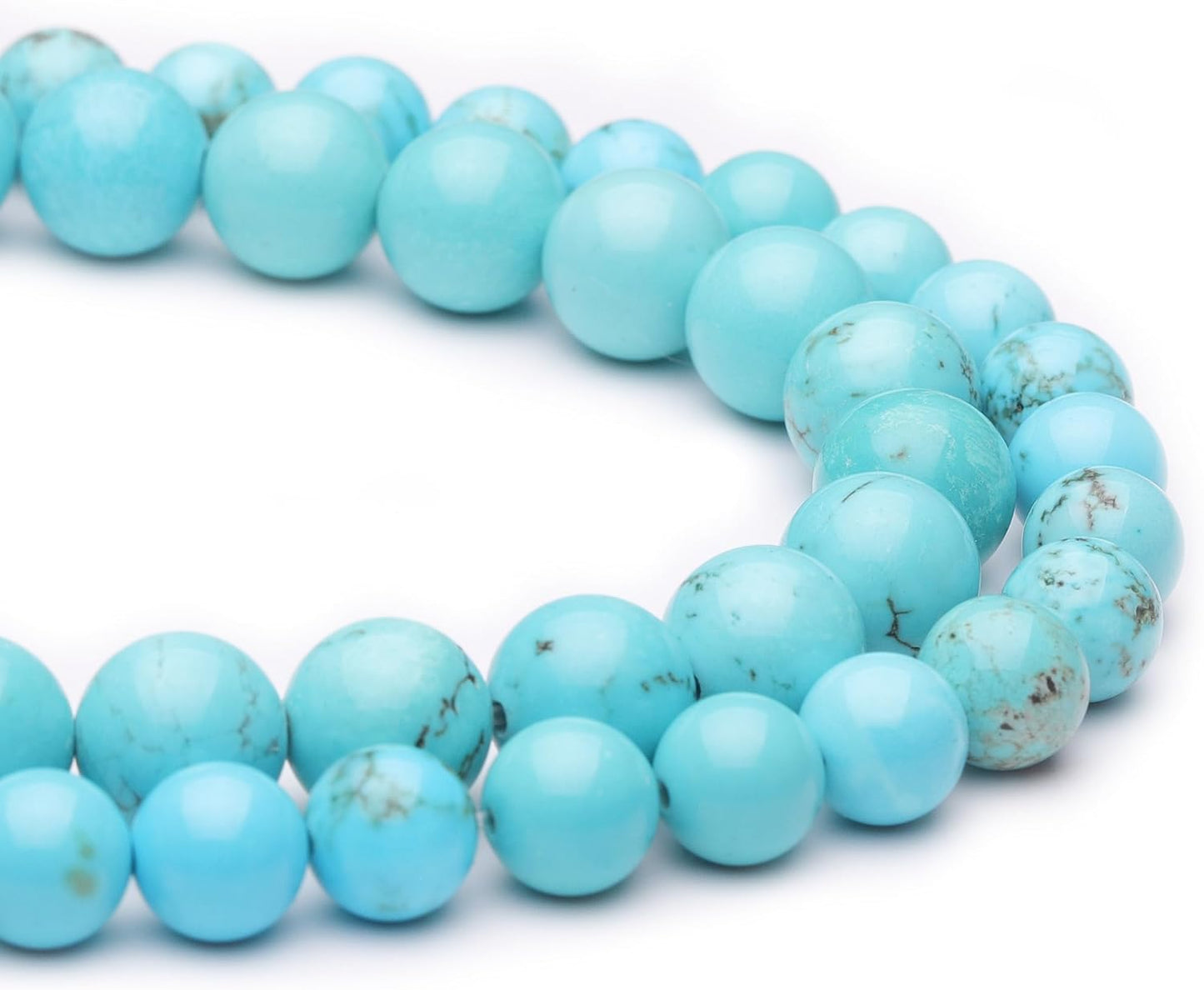 6mm Natural Stone Beads for Jewelry Making,Blue Turquoise Polished Smooth Round Gemstone Beads for Bracelet Necklace 15 Inch