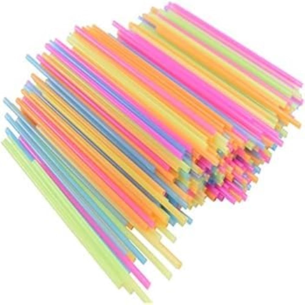 Neon Mini Sip Straws - 5 Inch Plastic Cocktail & Coffee Stirrers - 300 Straws