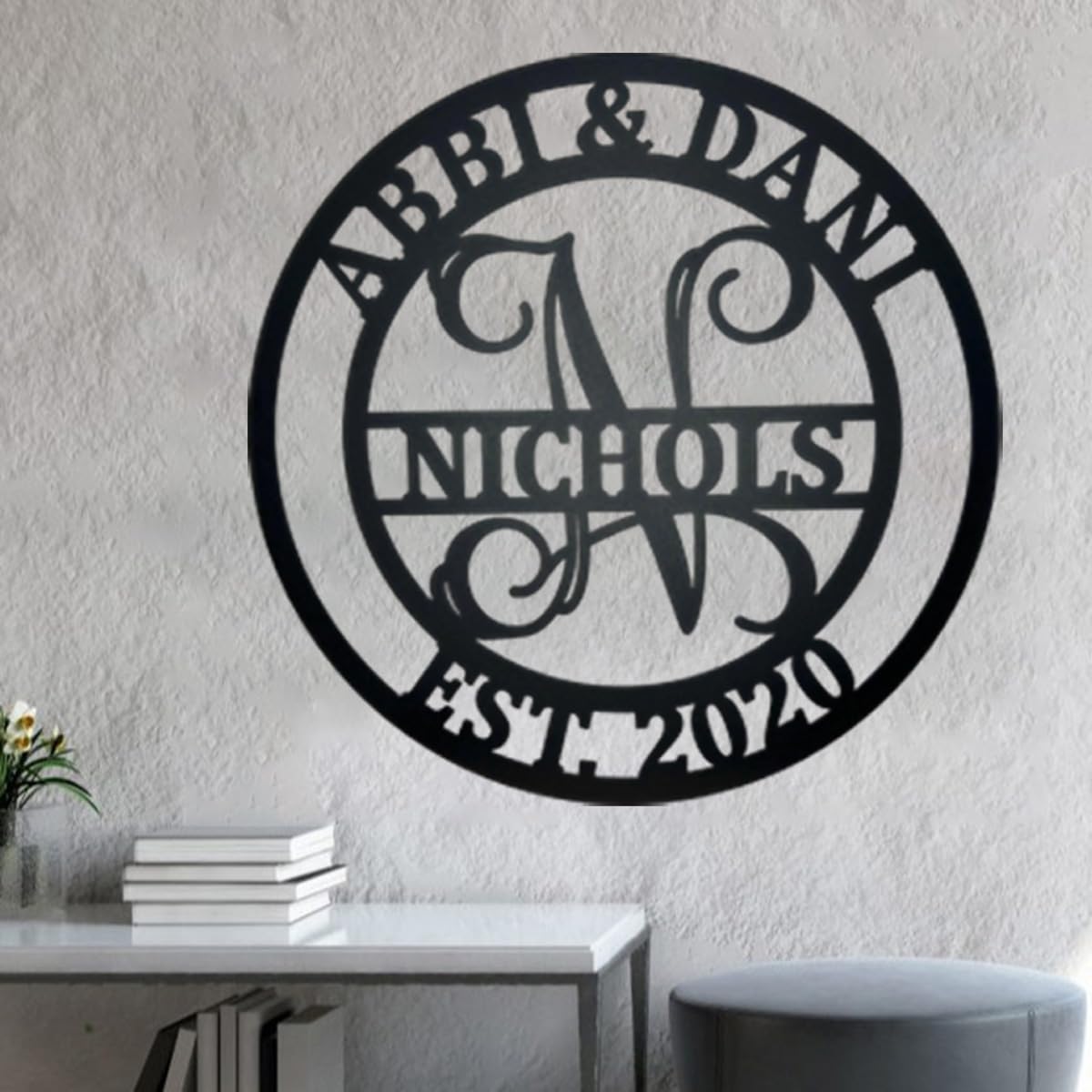 NAZENTI Personalized Name Metal Sign Gift For Couple, Wedding Gift, Family Name Sign, Outdoor Name, Anniversary, Home Decor, Front Door