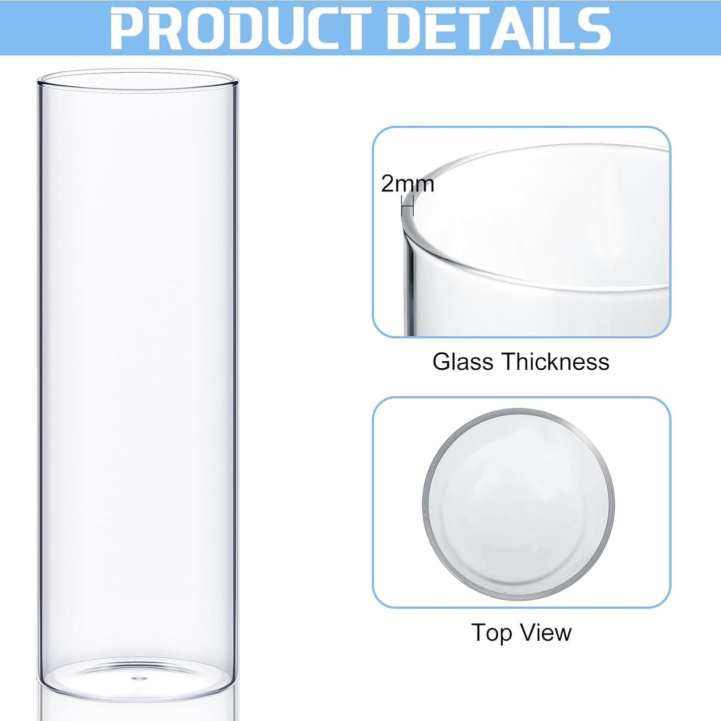 Sawysine 60 Pcs Glass Cylinder Vases 2.5''/2.95''/3.9'' Diameter Clear Flowers Vase Hurricane Floating Candles Holders for Table Centerpieces (2.5 x 5 in,2.5 x 6 in,2.5 x 8 in)