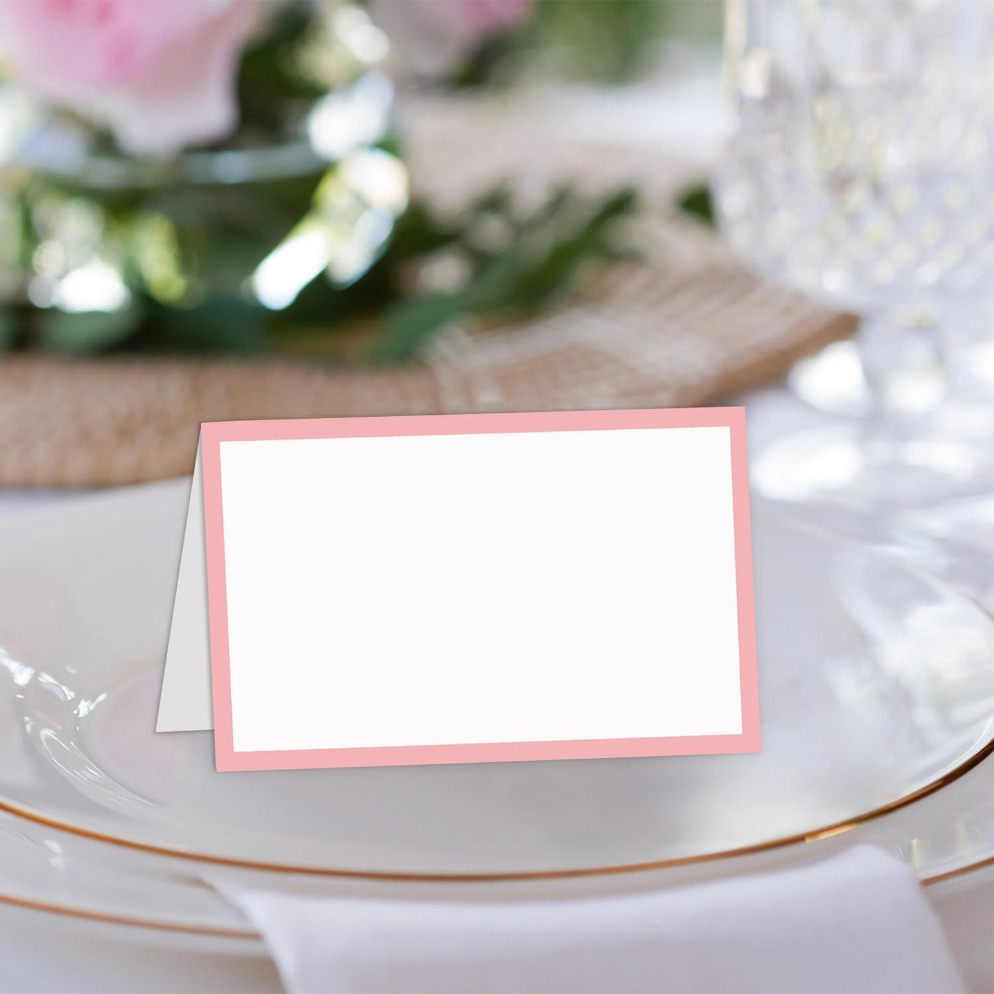 25 Pcs Blush Pink Place Cards, Blank Tent Name Cards for Food Buffet, Dinner Party, Wedding Reception, Bridal Shower Table Setting -02
