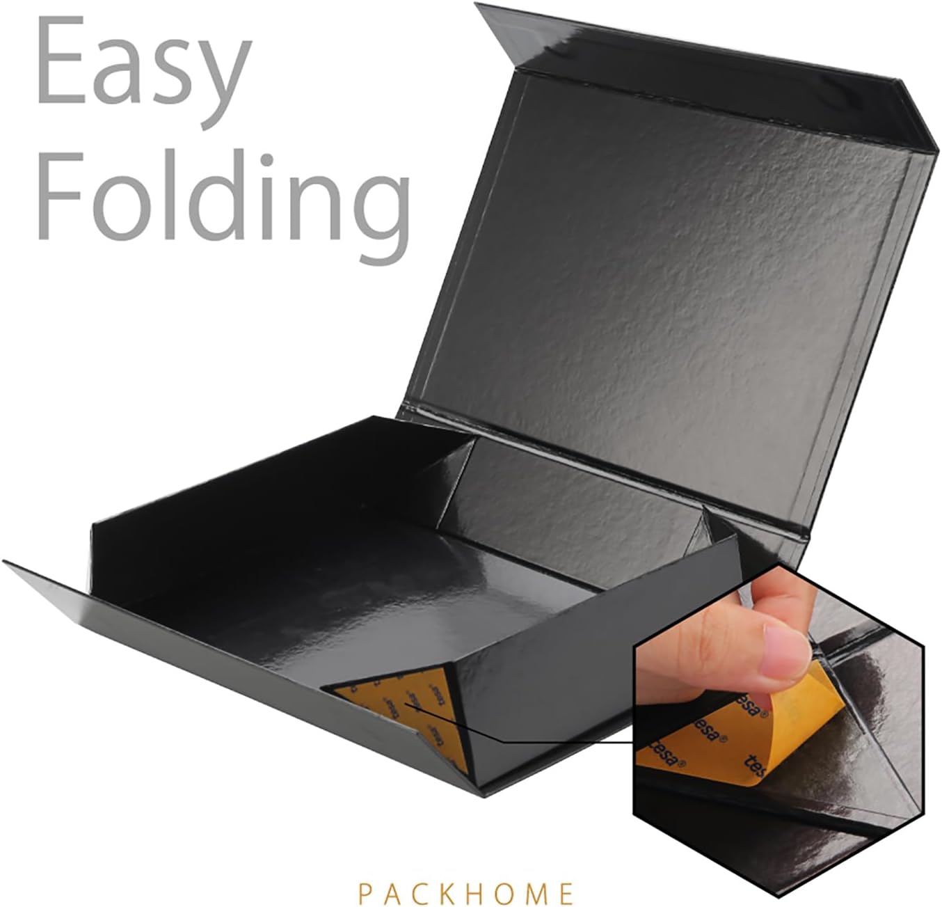 PACKHOME 6 Gift Boxes 11.5x8x2.5 Inches, Sturdy Shirt Boxes with Magnetic Lids for Multiple Occasions (Glossy Black)