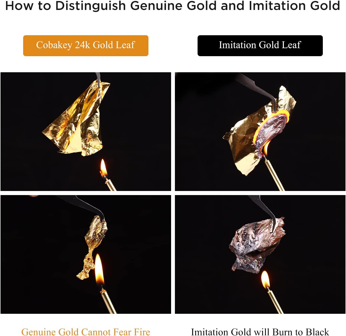 Cobakey Edible Silver Leaf - 50mg Silver Flakes for Cake Decoration (Cupcake, Chocolate, Steak, Drink & Cooking), Edible PureSilver with Edible Glitter & Wooden Tweezers