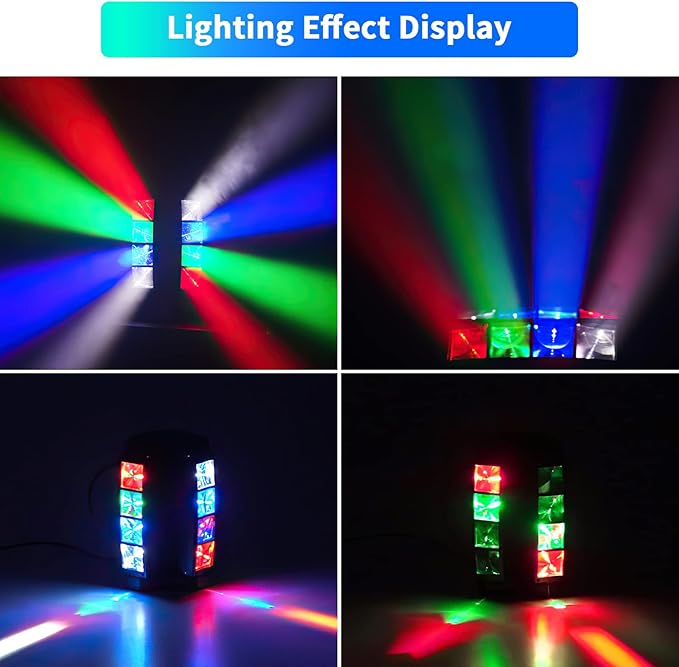 U`King Spider Moving Head Light 8x10W LEDs Beam DJ Lights RGBW Sound Activated and DMX-512 Control for Party Pub Festival Disco Show Wedding Event Stage Lighting - 2 Packs