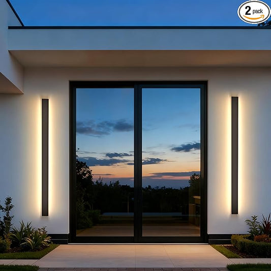 2 Pack Modern Outdoor Wall Lights, 71in Long Wall Sconce Wall Mount, 3000k Led Porch Lights Outdoor Waterproof, Black Exterior Lighting Fixtures for House Garage Door Porch