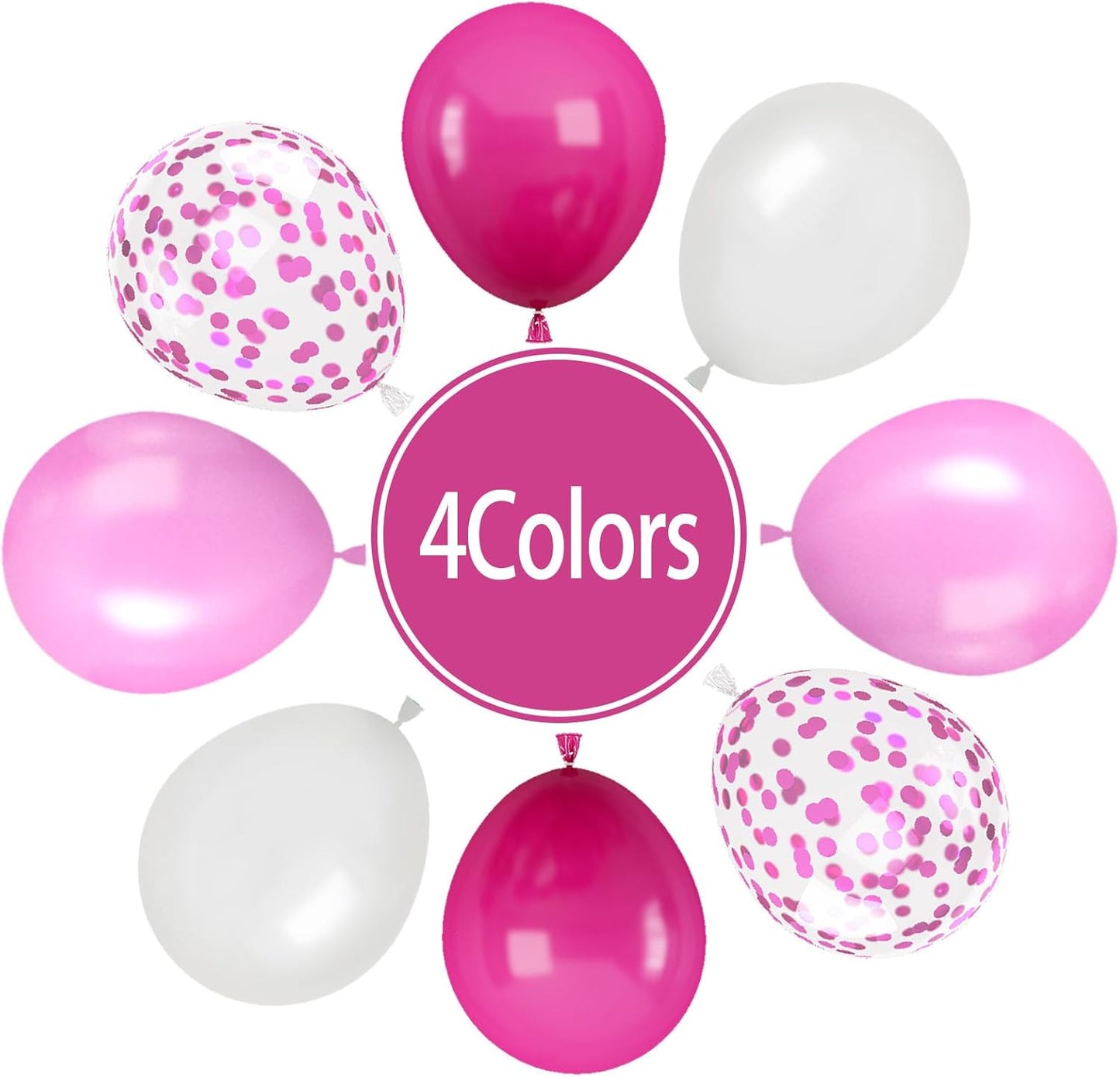 Paready Hot Pink Balloons Set, 60 Pcs 12 Inch Hot Pink Latex Balloons, Pink Confetti Balloon Hot Magenta Party Balloons for Birthday Wedding Baby Shower Princess Valentine's Party Decorations