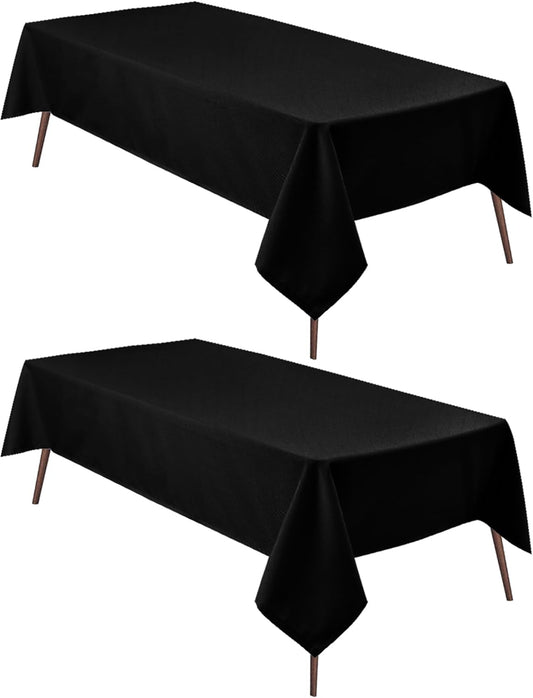 Hiasan 2 Pieces Black Tablecloth Square - Waterproof and Wrinklr Resistant Washable Polyester Fabric Table Cloth for Dining Room and Outdoor Use, 60 x 60 Inch