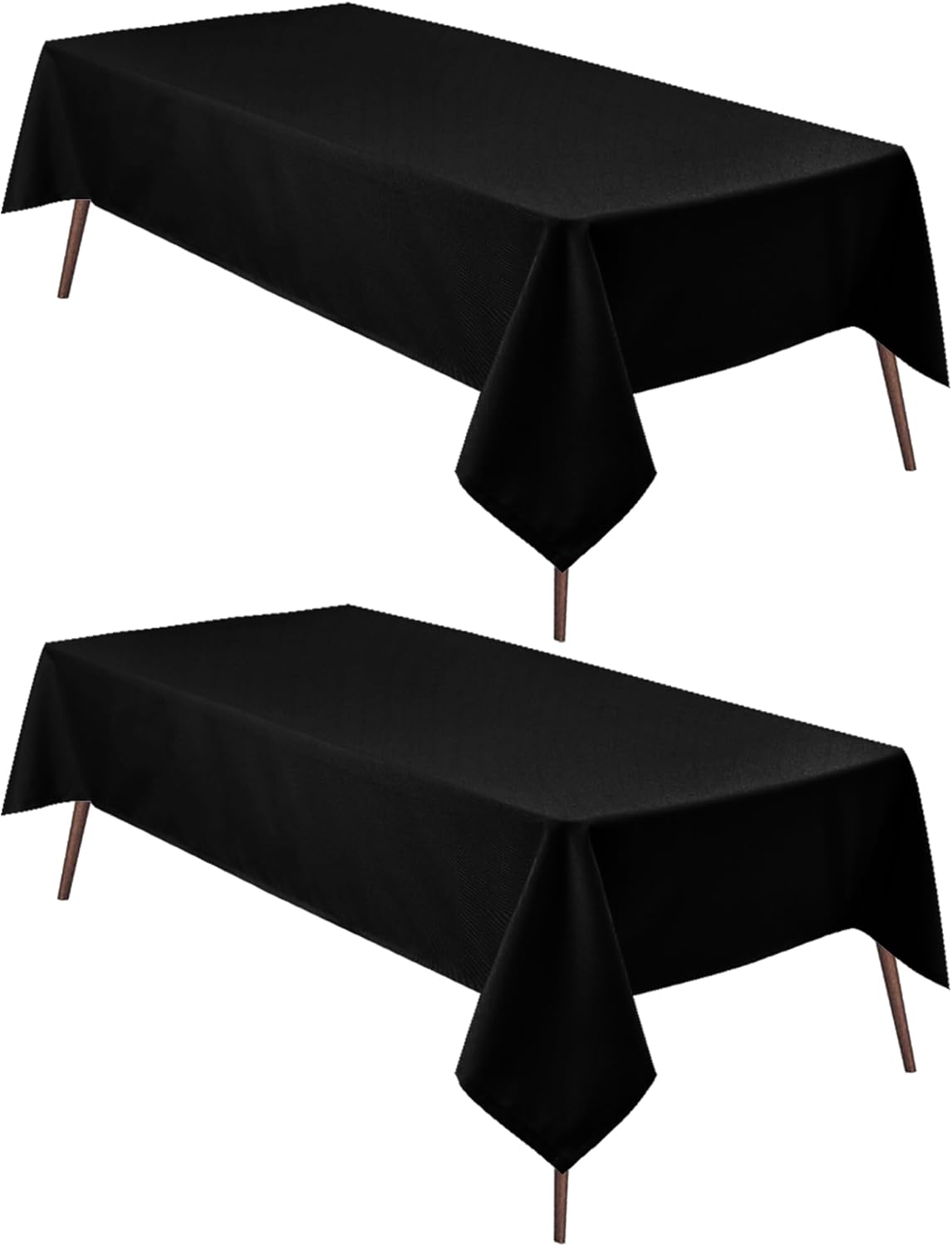 Hiasan 2 Pieces Black Tablecloth Rectangle - Waterproof and Wrinklr Resistant Washable Polyester Fabric Table Cloth for Dining Room and Outdoor Use, 54 x 108 Inch
