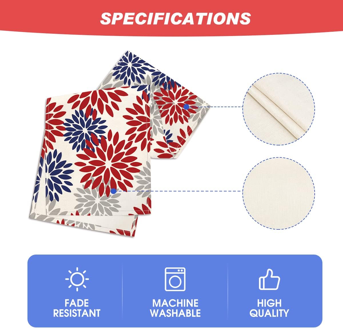 Artoid Mode Red Dahlia Floral Pinnata Memorial Day Table Runner, 4th of July Veterans Day Kitchen Dining Table Decoration for Home Party Decor 13x72 Inch