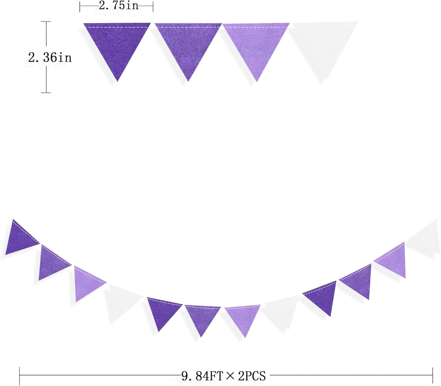 Purple Party Decorations Ombre Lavender Felt Hanging Triangle Mini Bunting Pennant Banner Flag for Birthday Wedding Baby Shower Bridal Shower Engagement Lilac Violet Party Classroom Nursery Decor