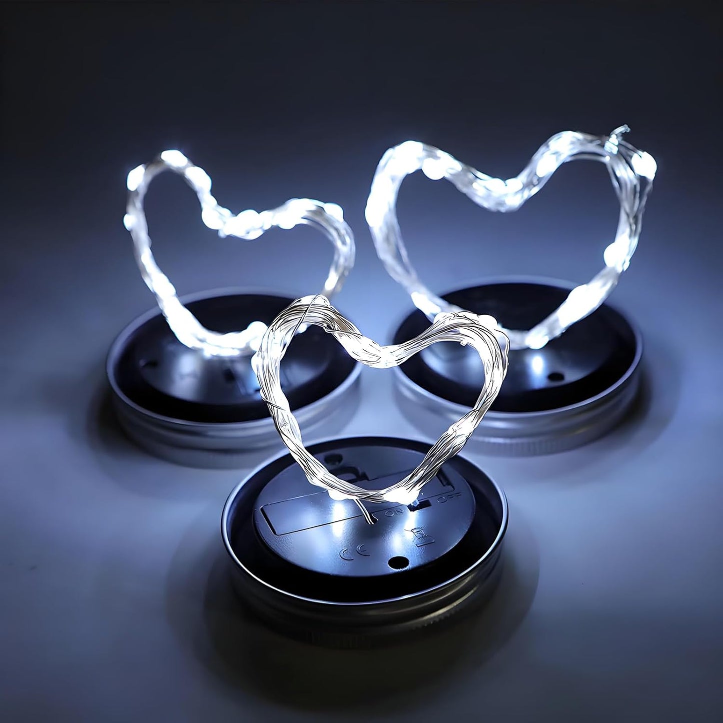 VOOKRY 12 Pack Solar Mason Jar Lights, 30 LED Mason Jar Lids Waterproof Firefly Fairy String Lights with 12 Hangers(No Jars), for Outdoor Patio Garden Yard Lawn Party Wedding Decoration - Cool White