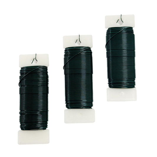 Green Floral Wire 3 Pack 114 Yards 22 Gauge Flexible Paddle Craft Wire for Wreath Making, Christmas Tree, Floral Arrangements and DIY Crafts