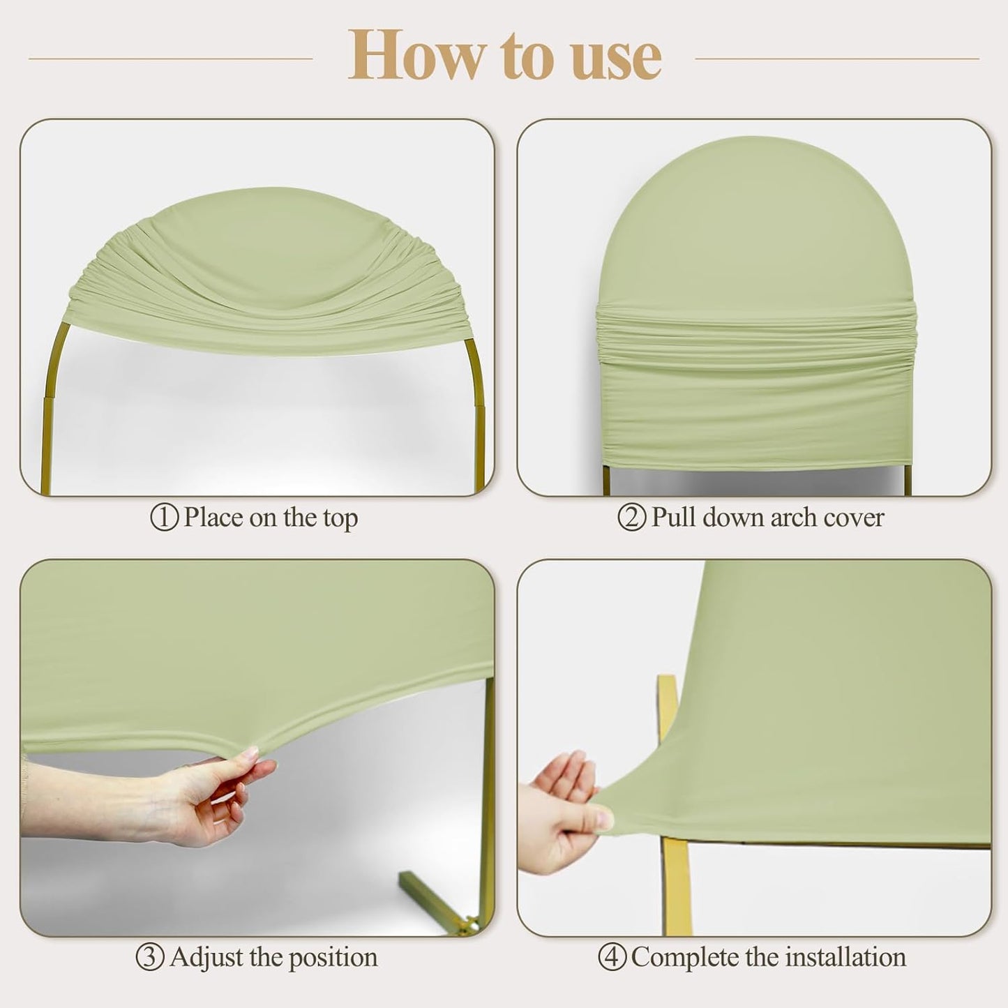 Ledido Wedding Arch Backdrop Cover 6FT 7.2FT Arch Covers 2Set Fitted Stretchy Spandex Round Top Stand Backdrop Cover for Wedding Banquet Ceremony Birthday Party Baby Shower Event Decoration,Green