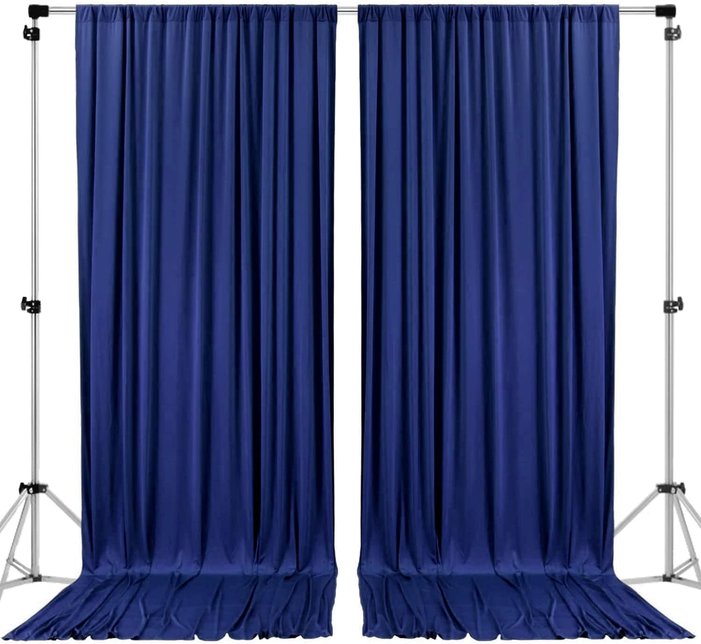 AK TRADING CO. 10 feet x 8 feet IFR Polyester Backdrop Drapes Curtains Panels with Rod Pockets - Wedding Ceremony Party Home Window Decorations - Navy Blue