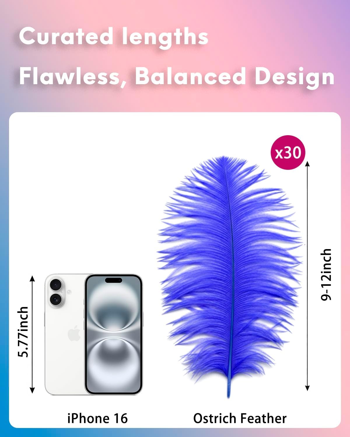 NEWONG 30pcs Royal Blue Ostrich Feathers Natural Bulk 9-12in（23-30cm） Vase Craft Wedding Home Party Centerpieces Christmas Day Decoration