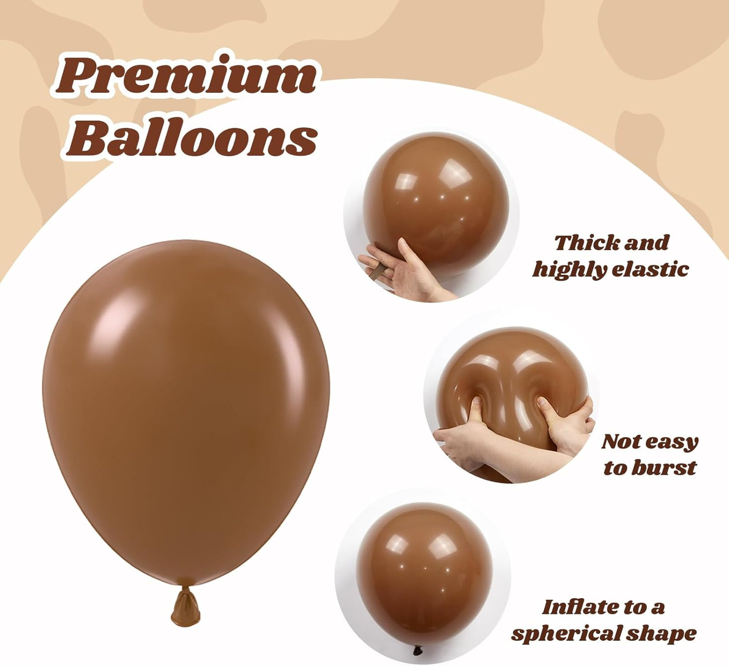 Brown Western Balloons, Brown Nude Gold Confetti Cow Print Latex Cowboy Balloons for Farm Cowboy Western Baby Shower Birthday Party Decorations
