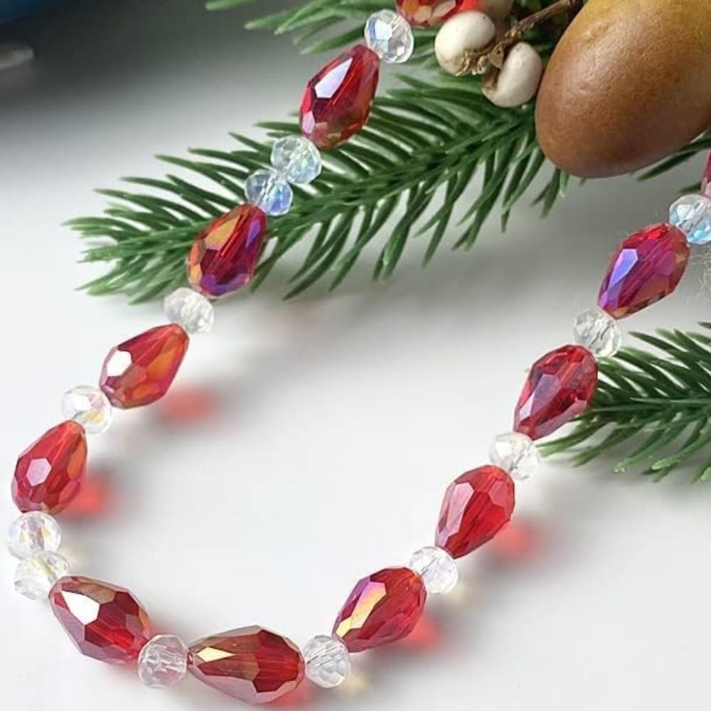 50pcs 10x15mm Teardrop Crystal Glass Beads for Jewelry Making, Faceted Vertical Hole Teardrop Glass Spacer Beads for Wind Chimes Bracelet Earring Necklace DIY Craft(Green Light)