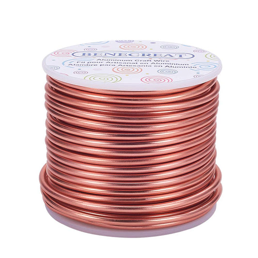 BENECREAT 9 Gauge Aluminum Craft Wire - 55 Feet Bendable Metal Sculpting Wire in Copper Tone for Craft, Floral, Plant Gardening, Model Making