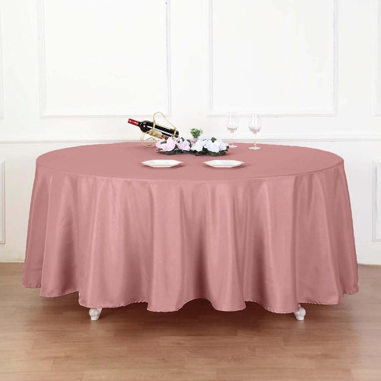 Efavormart Round Tablecloth, 120 Inch Stain & Wrinkle Resistant Washable Table Cloth, Decorative Polyester Fabric Table Cover for Banquet, Wedding, Dining - Dusty Rose