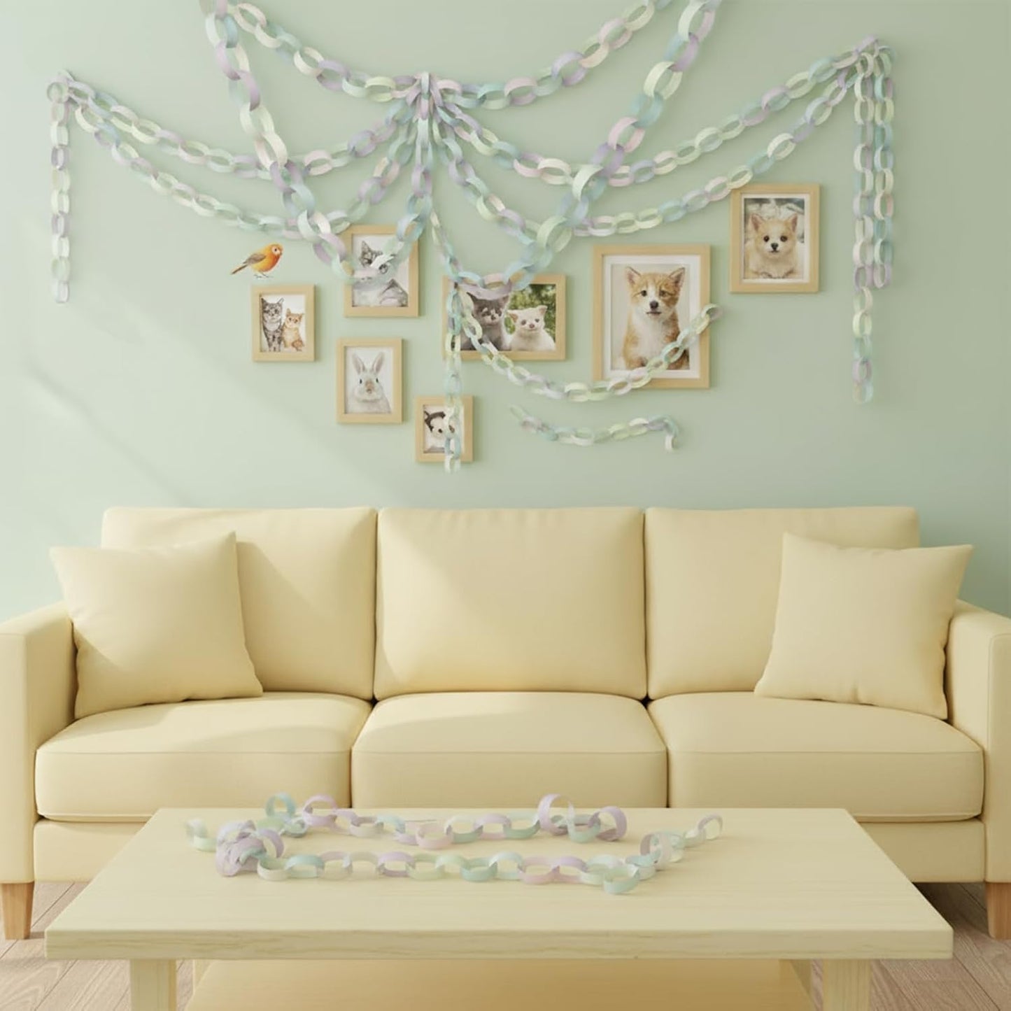 Lincia 600 Sheet Halloween Paper Chain Garland, Construction DIY Crafts Chain Strip for Fall Thanksgiving Party Decor, 1x8 Inch with Double Sided Tape (Morandi Color)