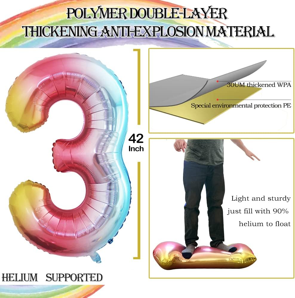 GOER Number 13 Balloons for 13th Birthday Sweet 13 Party Decorations,42 Inch Jumbo Foil Helium 31 Balloons for 31st Birthday Party Decoration (Rainbow)