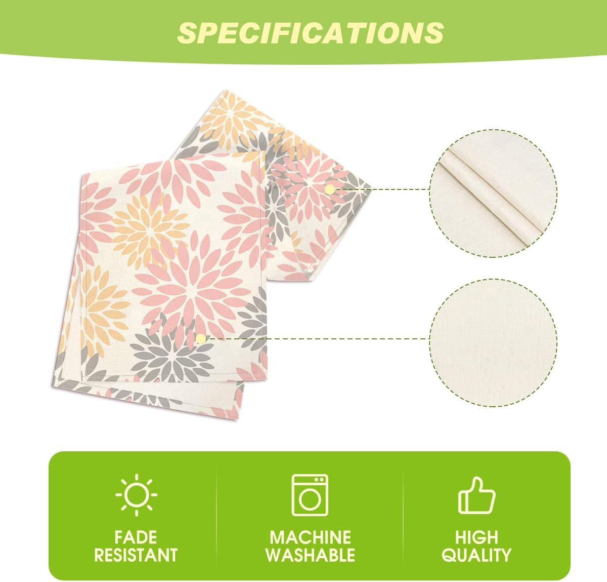 Artoid Mode Pink Dahlia Floral Pinnata Summer Table Runner, Spring Kitchen Dining Table Decoration for Home Party Decor 13x36 Inch