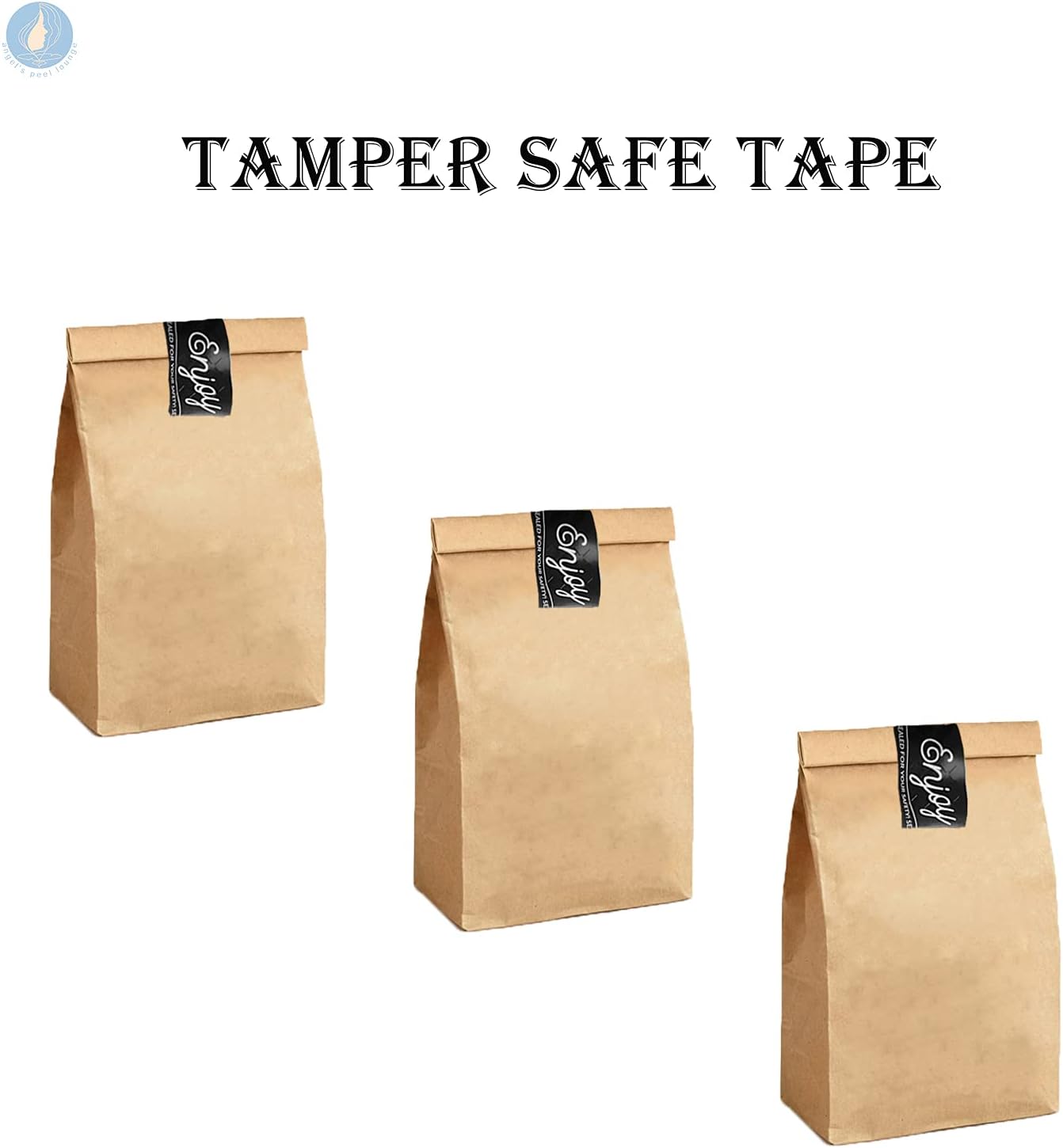 Angel's Peel Lounge Tamper Proof Stickers Roll — Tamper Evident Stickers for Food Safety, Delivery Bags, Drink Lids, Containers, Self Adhesive Seal Tape, Writable Surface - 1x3in 250-COUNTS, Black