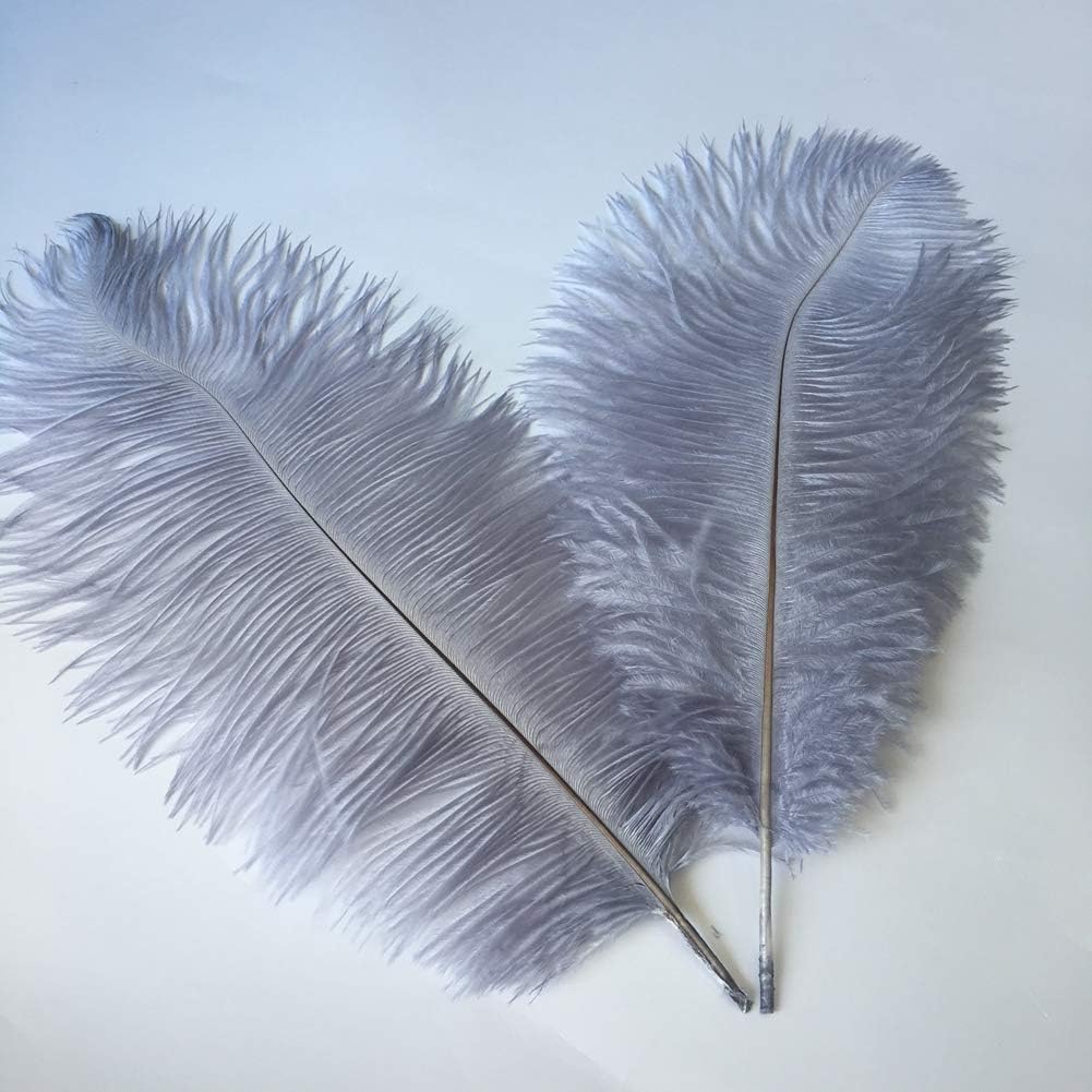 Sowder 10-12inch(25-30cm) Ostrich Feathers Plume for Wedding Centerpieces Home Decoration Pack of 10pcs(Grey)