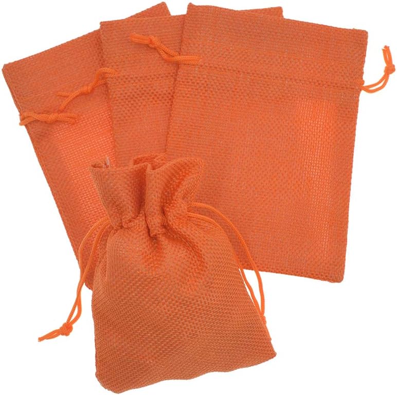 20Pcs Burlap Gift Bags 2.7 x 3.5 inch, Orange Jute Drawstring Bags for Halloween Party Favors, Jewelry Candy Pouches, Arts Crafts