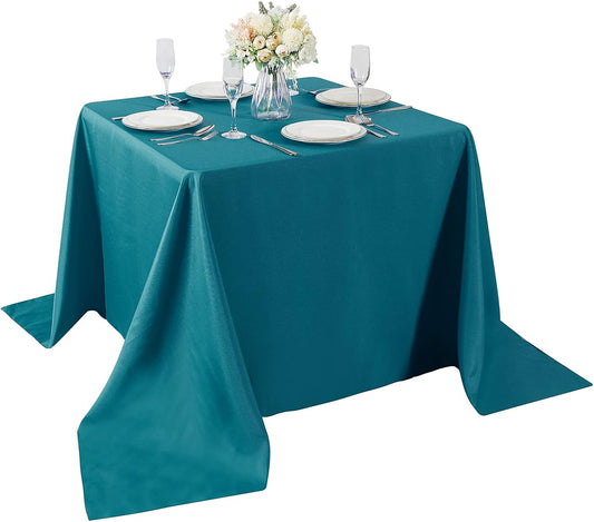 Cupuamon Square Tablecloth 90x90 inch Washable Polyester Fabric Table Cloth for Wedding Party Dining Banquet Decoration（90x90,Caribbean Blue）