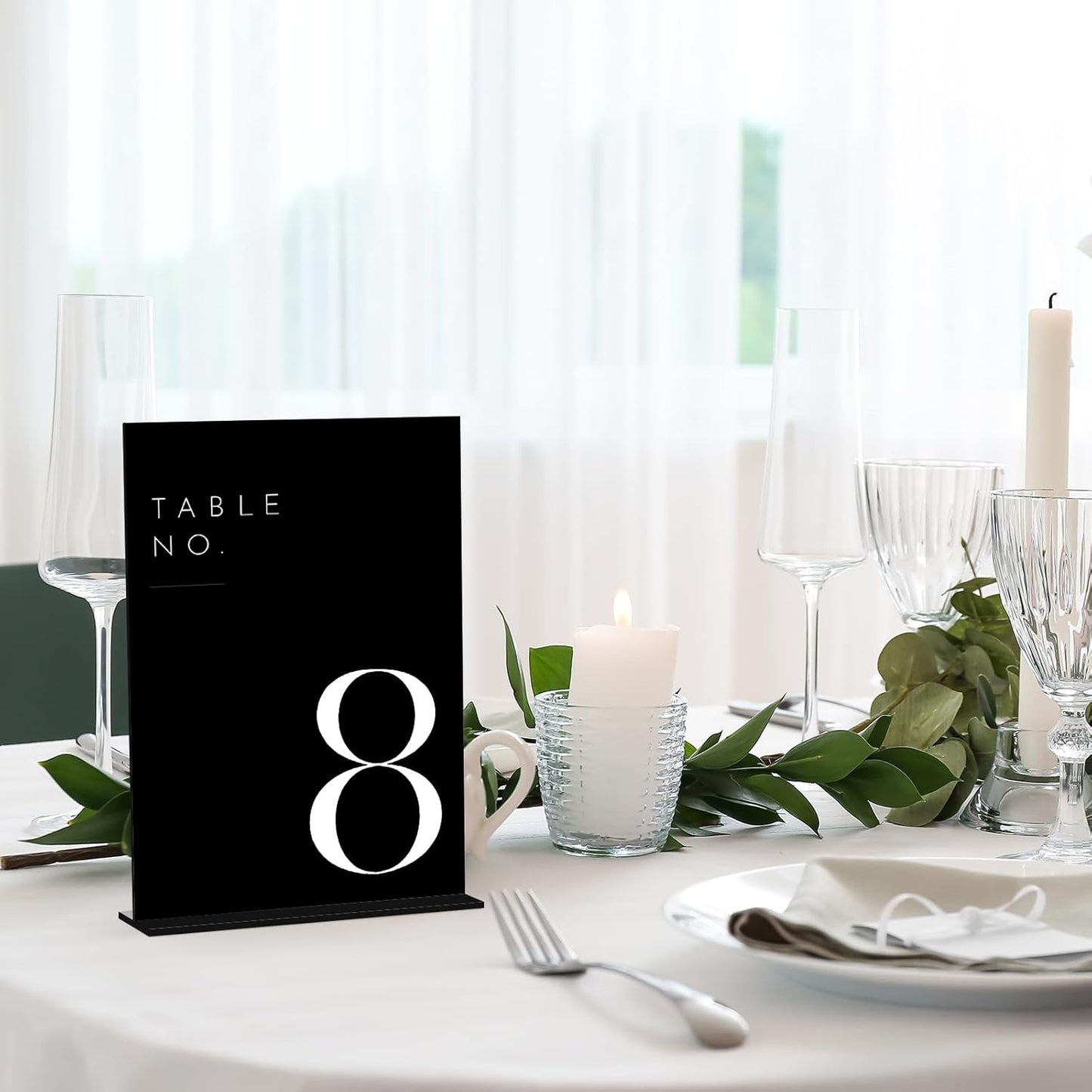 JINMURY Wedding Black Table Numbers 1-15 with Stands, 5"x7" Black Acrylic Table Numbers with White Font for Wedding Party Reception (1-15, 5"x7")