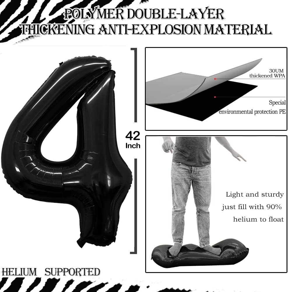 GOER Number 14 Balloons for 14th Birthday Sweet 14 Party Decorations,42 Inch Jumbo Foil Helium 41 Balloons for 41st Birthday Party Decoration (Black)