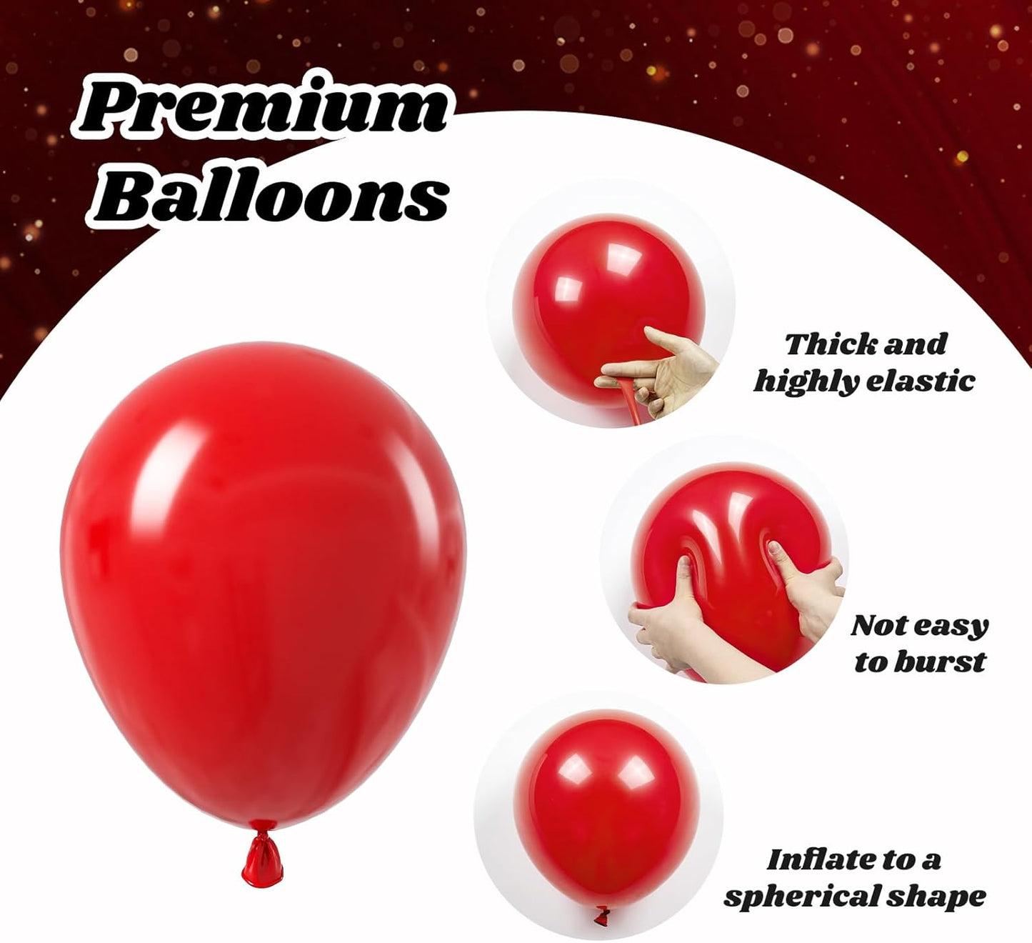 Red Black and Gold Balloons, 60pcs 12inch Red Black Gold Confetti Balloons for Birthday Casino Party Decorations