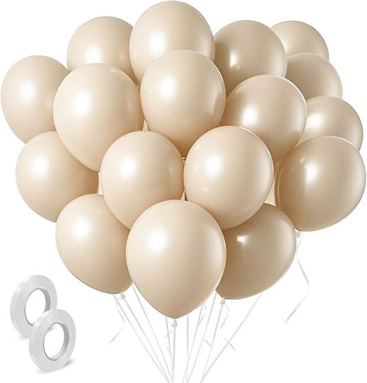 Cream Balloons 160 Pack 5 inch Latex Party Neutral Round Beige Sand White Balloons for Birthday Wedding Baby Shower Gender Reveal Party Decoration