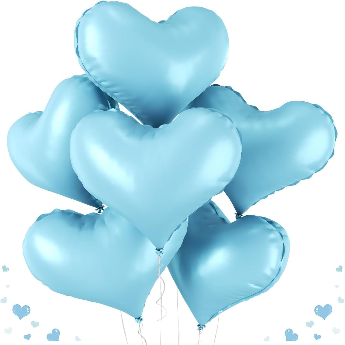 24 Inch Blue Heart Balloons, Heart Shaped Foil Balloons, Baby Blue Helium Balloon for Valentines Day Baby Bridal Shower Anniversary Wedding Gender Reveal Birthday Party Decorations
