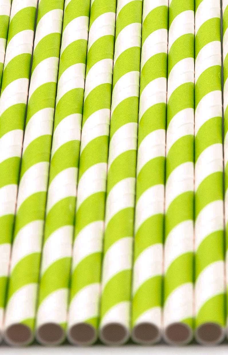 Pack of 900 Green Swirls Biodegradable 4-Ply Paper Drinking Straws (Compostable, Non-toxic, BPA-free)