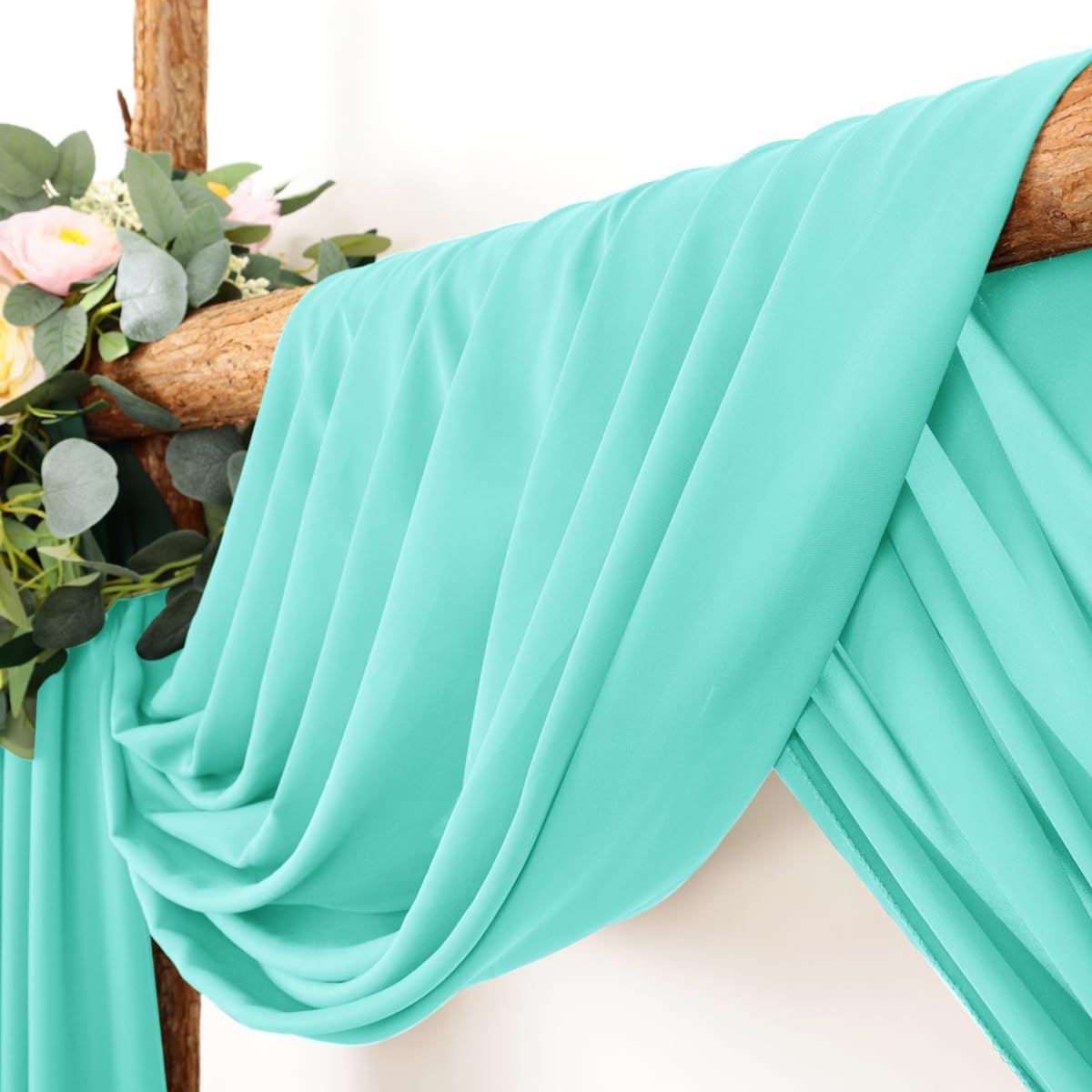 Wedding Arch Draping Fabric 1 Panel 30'' x 18FT Teal Sheer Chiffon Arch Drapery for Photo Booth Bridal Shower Baby Shower Church Decor Newborn Photography Christening Outdoor Party