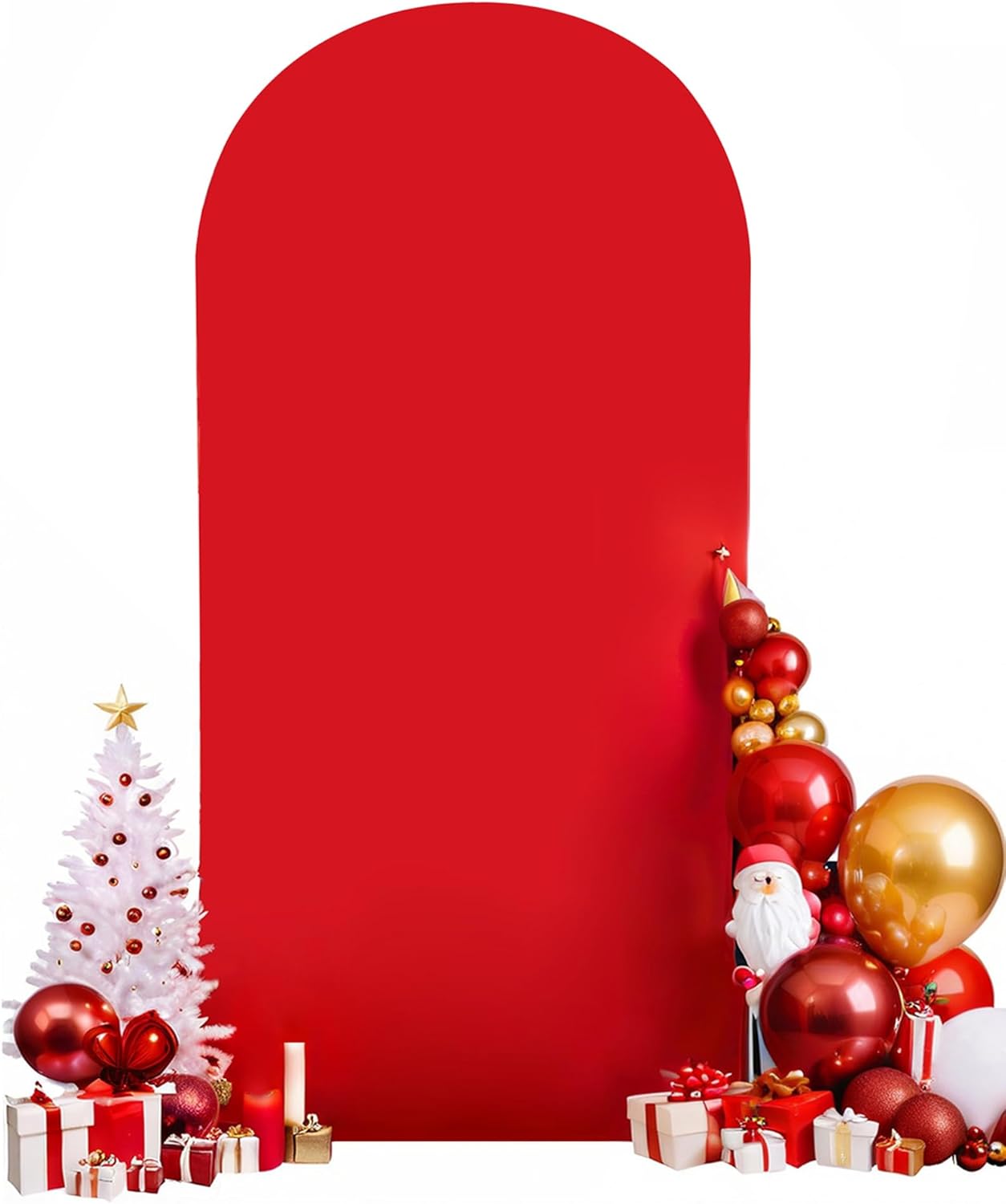 HEMMOTOP Red Arch Cover 7.2 ft (No Arch Backdrop Stand), Spandex Wedding Balloon Stretchy Arch Backdrop for Photo, Party, Ceremony, Birthday, Baby Shower, Anniversary Decoration