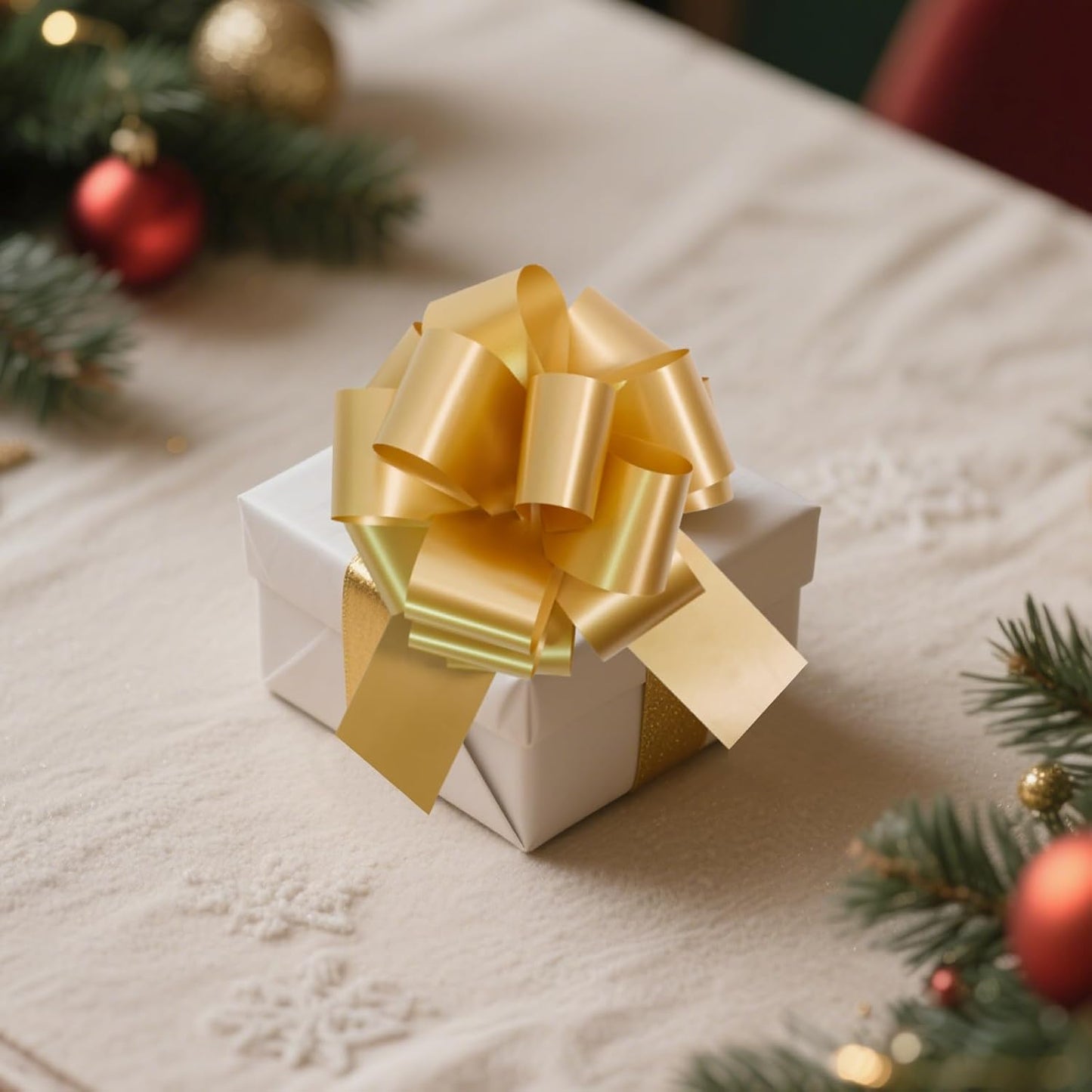 12 PCS 6 Inch Golden Pull Bows - Perfect for Gift Wrapping, Wedding Decor, Car Bows, Birthday Parties, Christmas and Valentine's Day