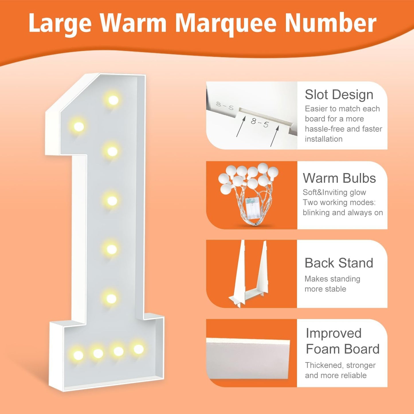 4FT Marquee Numbers 50, Large Light Up Numbers 50th Birthday Decorations for Her Him, Cardboard Number for Women Men Anniversary Party Decor Backdrop, DIY Foam Board Mosaic Number Sign