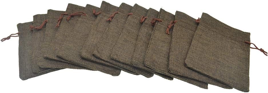 20pcs Burlap Drawstring Gift Bags, Natural Linen Jewelry Pouch for Valentine's Day, Wedding Party and DIY Craft Packing (Coffee, 3.9 x 5.5)