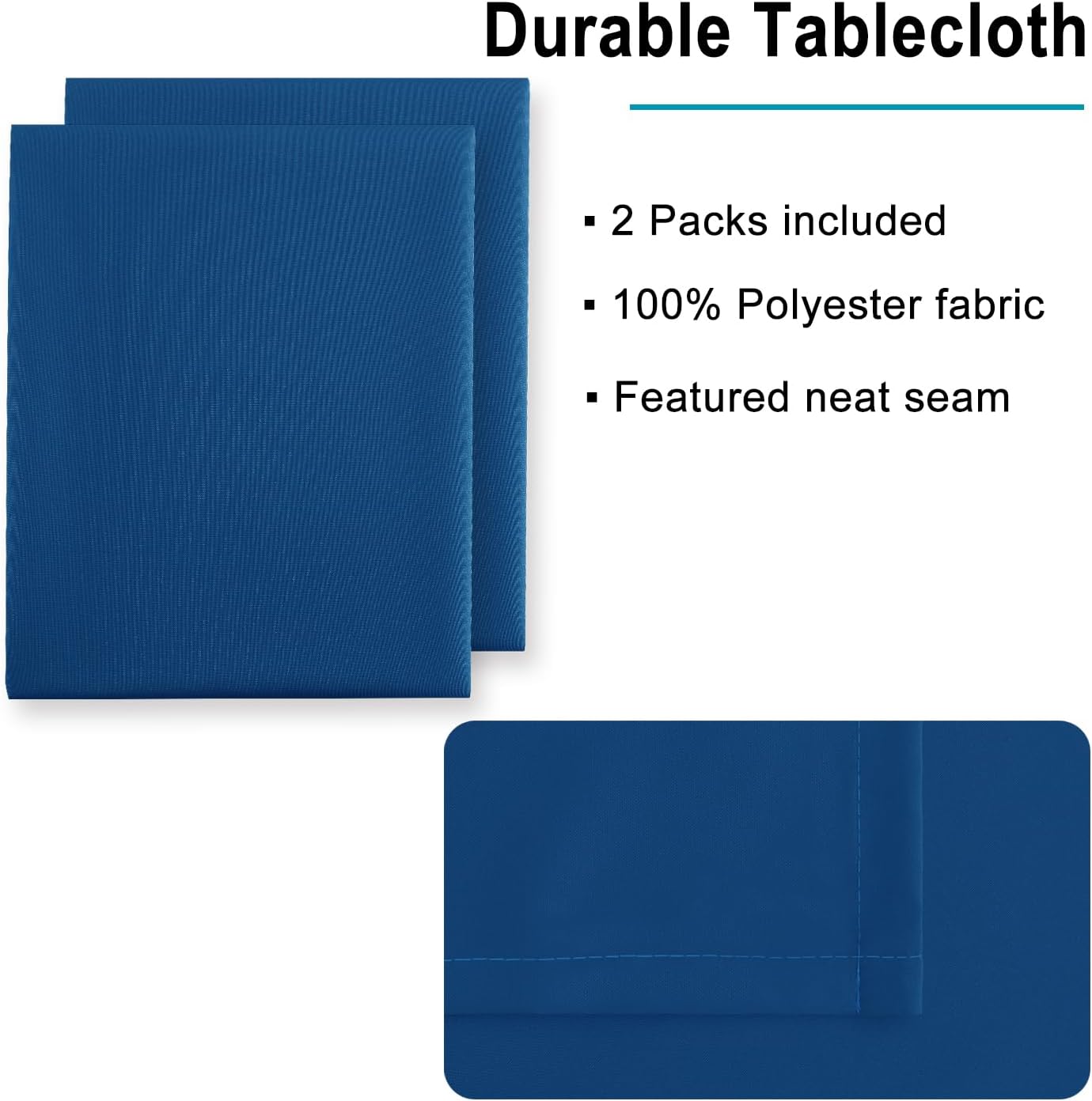 Hiasan 2 Pieces Royal Blue Tablecloth Rectangle - Waterproof and Washable Fabric Table Cloth for Card Tables, 54 x 108 Inch
