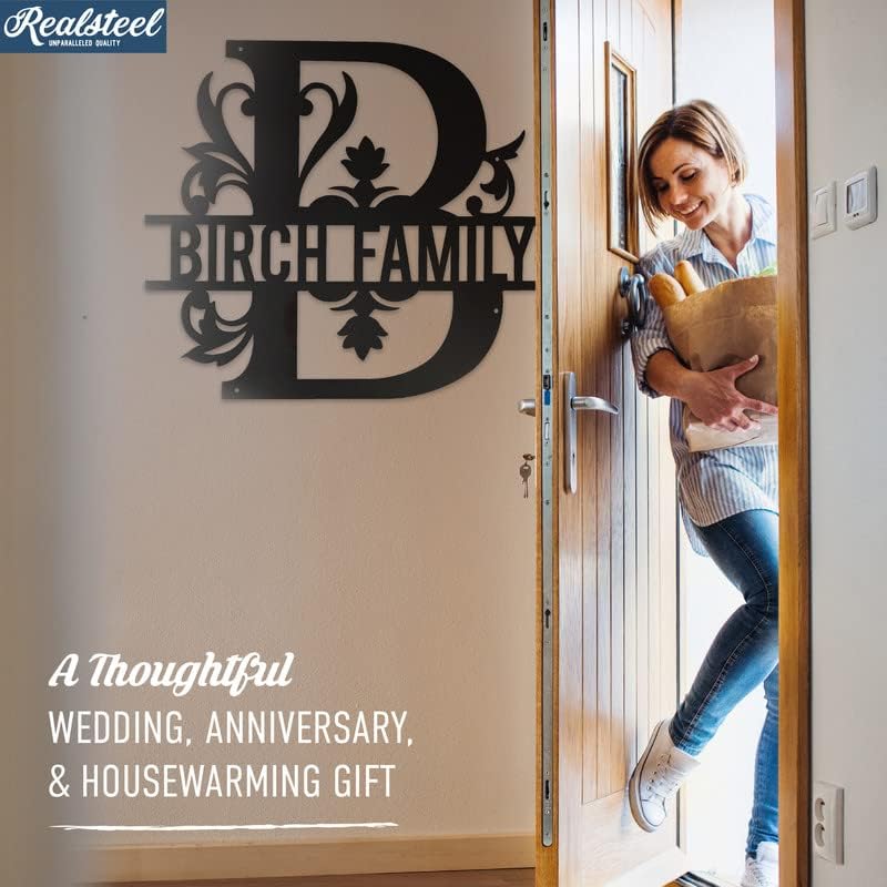 RealSteel Metal Split Letter Monogram - Custom Personalized Decor - Welcome Sign - Indoors or Outdoors (36", Penny Vein)