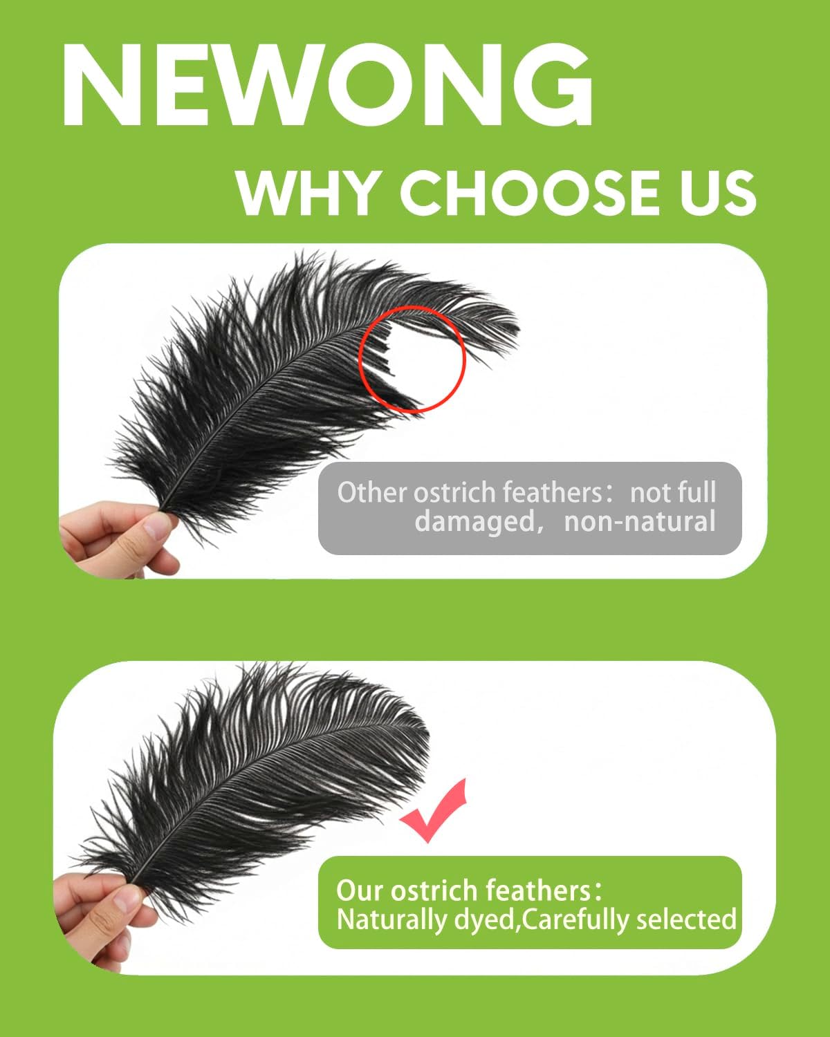 NEWONG 30pcs Black Ostrich Feathers Natural Bulk 9-12inch(23-30cm) Vase Craft Wedding Home Party Centerpieces Christmas Day Decoration