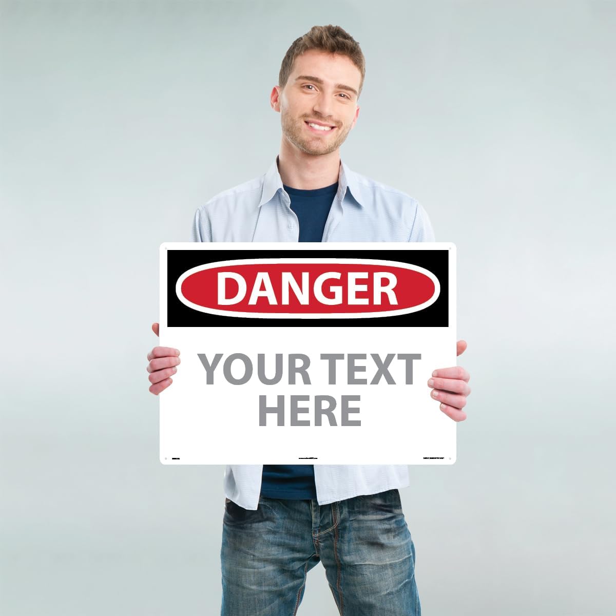 Custom OSHA Style Danger Sign 18" x 24" Plastic Sign, Customizable "Your Text Here", by AccuformNMC Made in USA