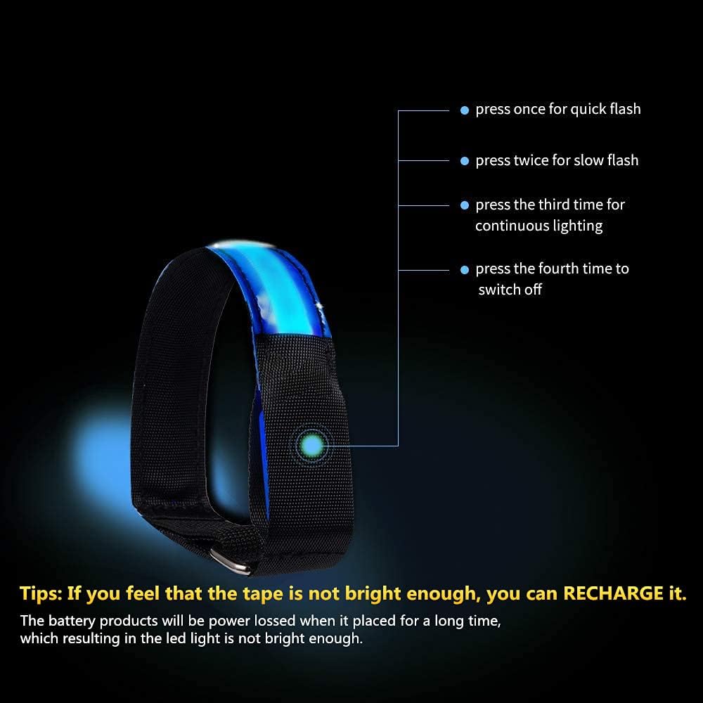 Rechargeable LED Armband for Running(2 Pack), Light Up LED Armband, High Visibility Reflective Running Gear for Night Safety, Running Lights for Running Walking Cycling
