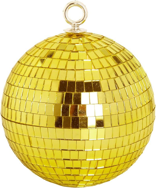 Mirror Disco Ball Decor, 6 inch Stage Mirror Balls Gold Disco Ball Ornaments Reflective Party Decorations with Hanging Ring for Birthday Christmas Wedding Home Room Decor (6inch, Gold)
